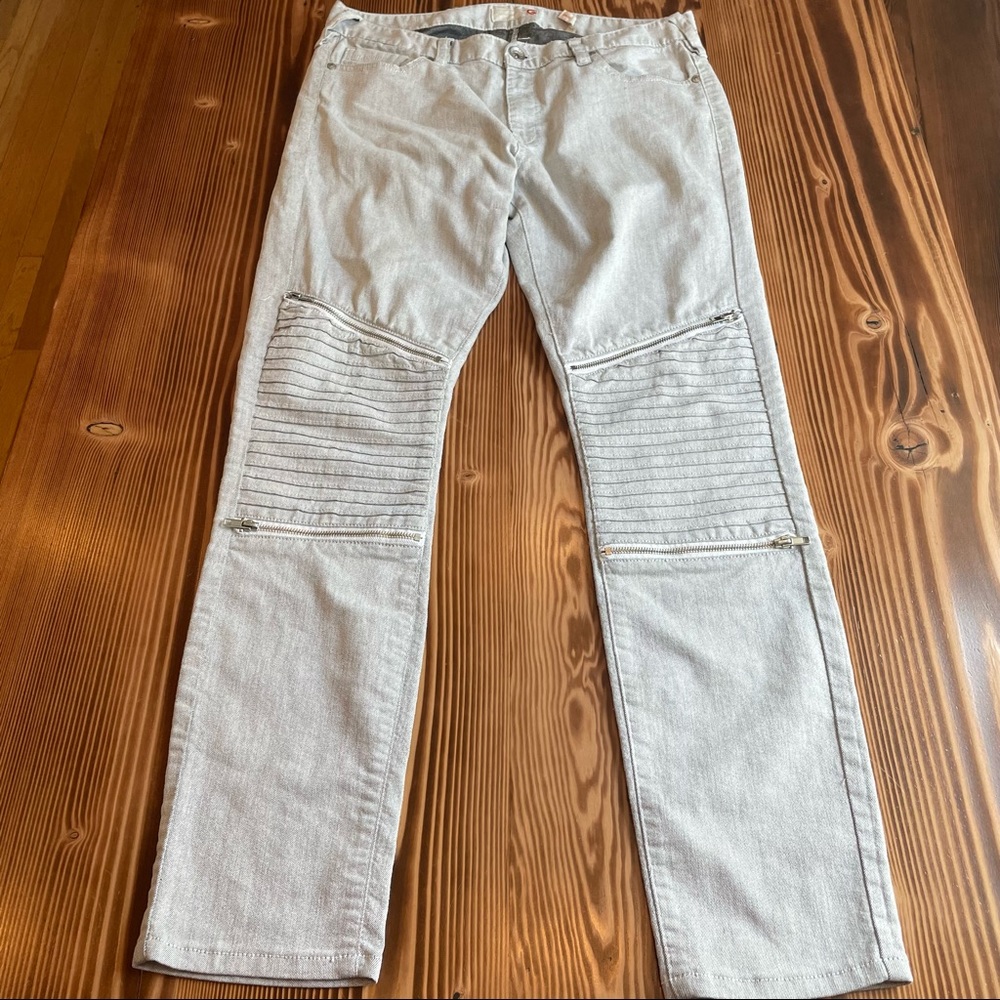 G by Guess Light Grey Denim Moto Jeans